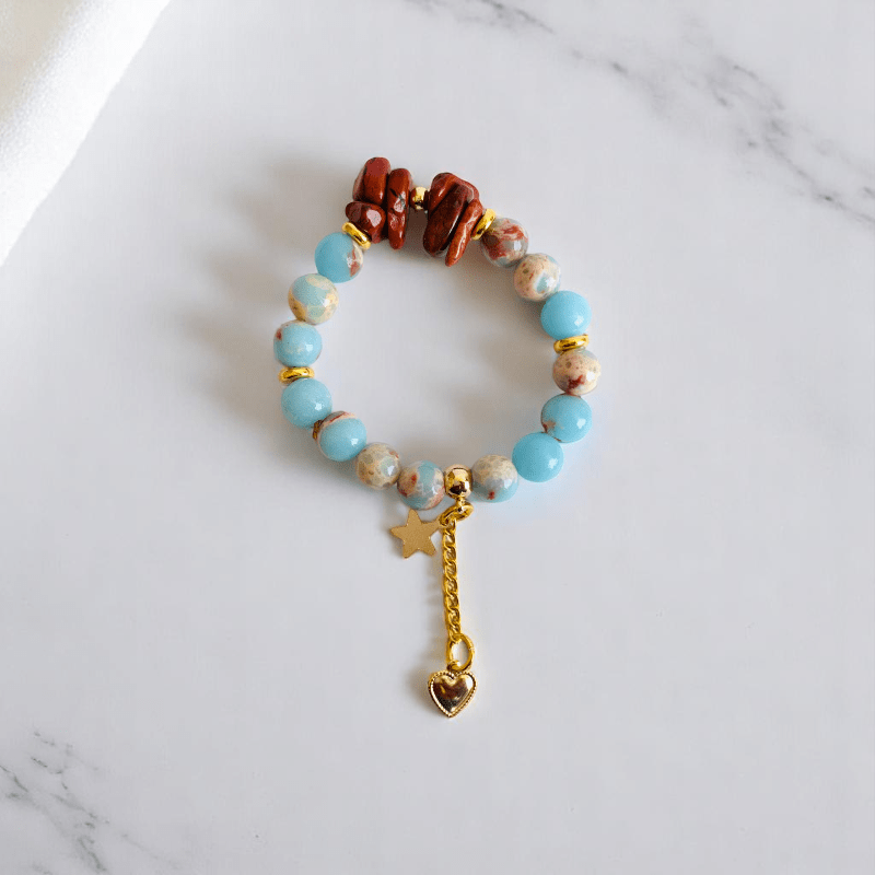 Ocean Dream Set | Blue Agalmatolite, Impression Jasper & Aqua Terra Jasper - For Women | Includes: Necklace, Bracelet, Earring