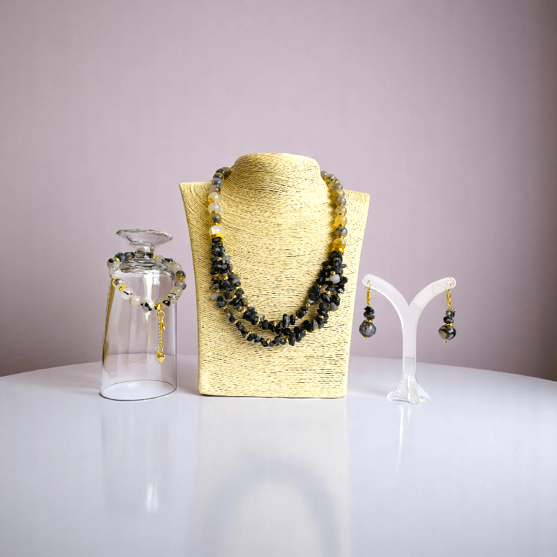 Dragon's Grace Set | Dragon Agate Stone - For Women | Includes: Necklace, Bracelet, Earring