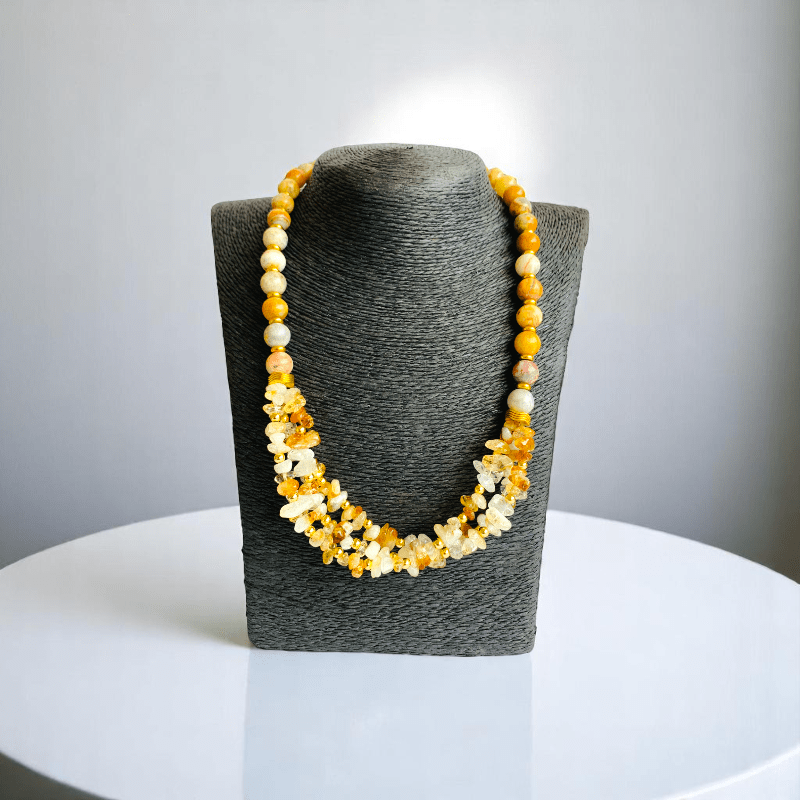 Joyful Radiance Set | Crazy Lace Agate & Citrine Stone - For Women | Includes: Necklace, Bracelet, Earring
