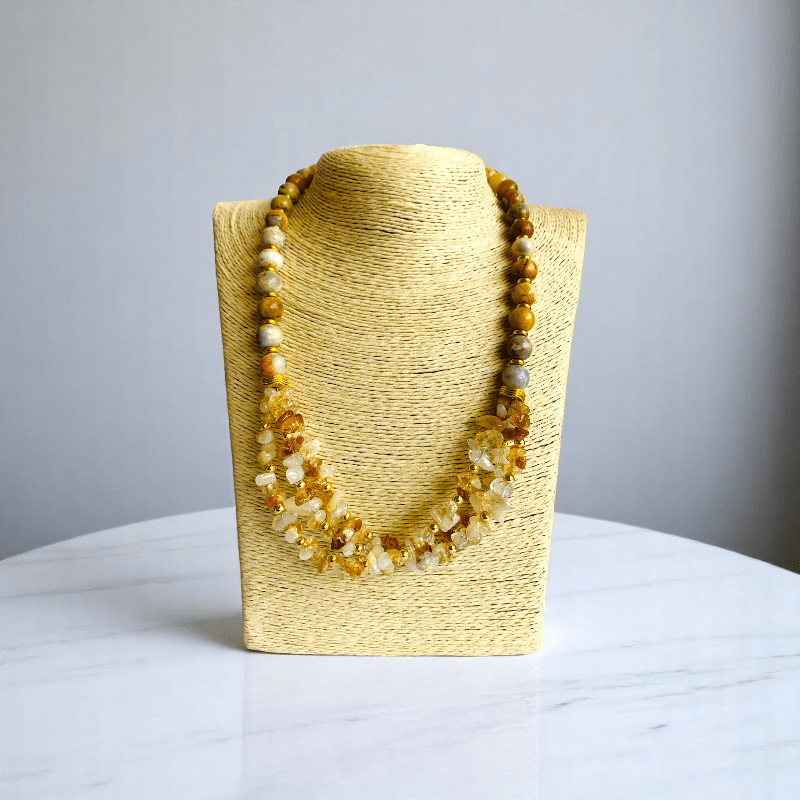 Joyful Radiance Set | Crazy Lace Agate & Citrine Stone - For Women | Includes: Necklace, Bracelet, Earring