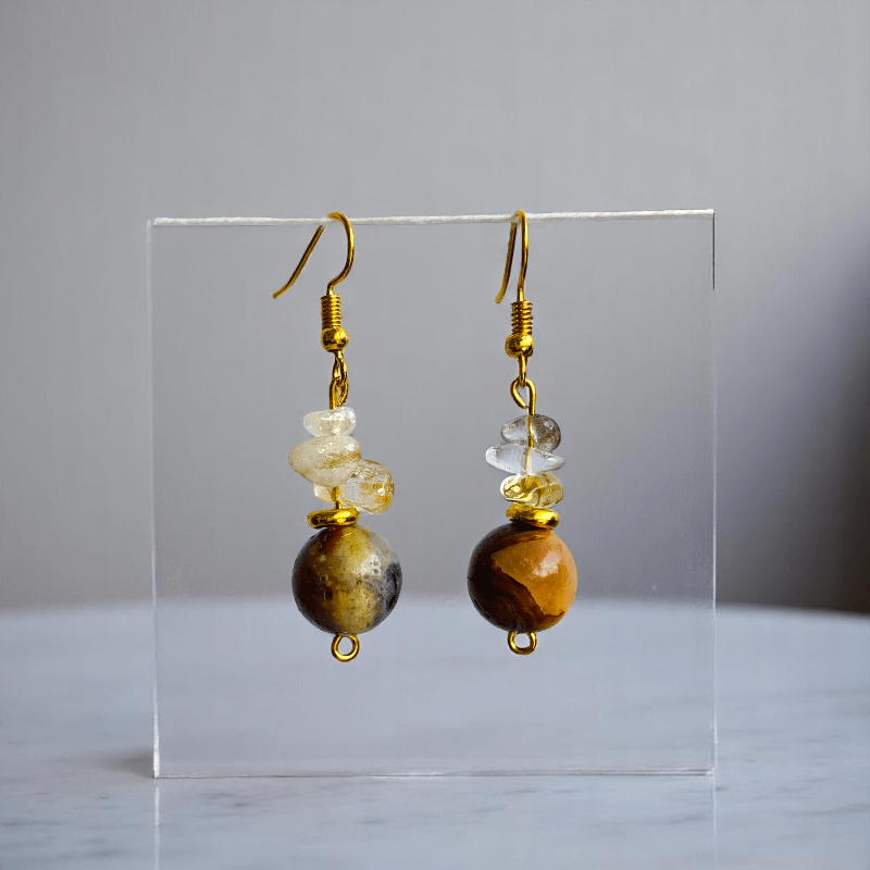 Joyful Radiance Set | Crazy Lace Agate & Citrine Stone - For Women | Includes: Necklace, Bracelet, Earring
