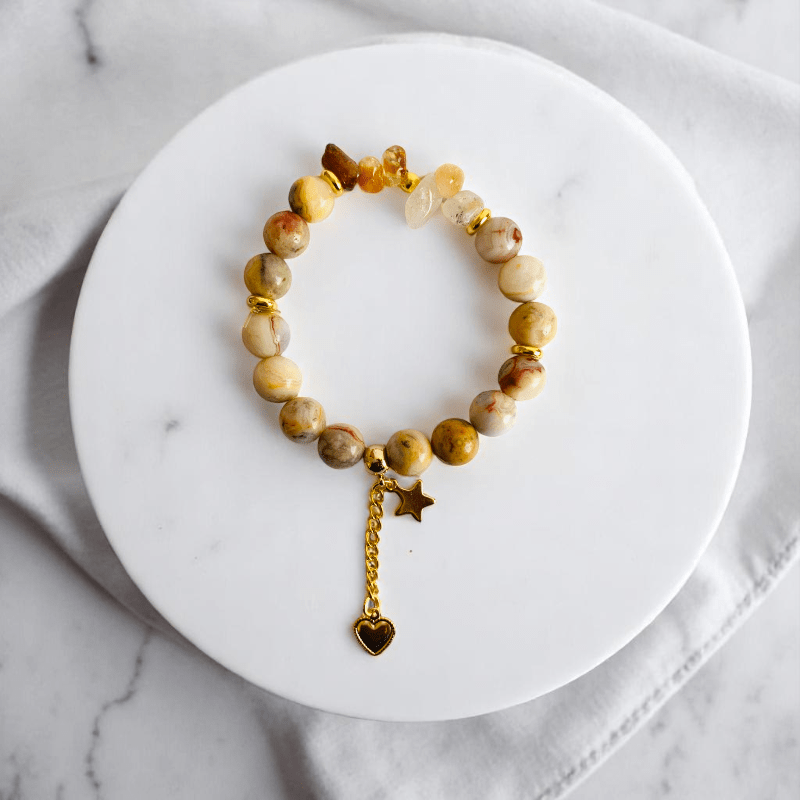 Joyful Radiance Set | Crazy Lace Agate & Citrine Stone - For Women | Includes: Necklace, Bracelet, Earring