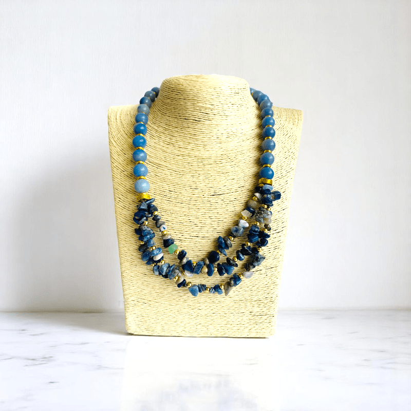 Indigo Serenity Set | Blue Aventurine & Sodalite Stone - For Women | Includes: Necklace, Bracelet, Earring