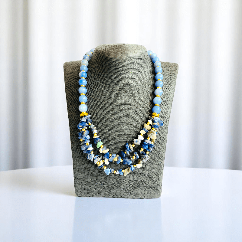 Indigo Serenity Set | Blue Aventurine & Sodalite Stone - For Women | Includes: Necklace, Bracelet, Earring