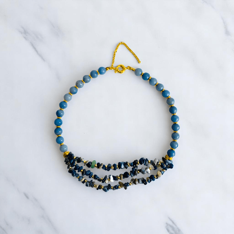 Indigo Serenity Set | Blue Aventurine & Sodalite Stone - For Women | Includes: Necklace, Bracelet, Earring