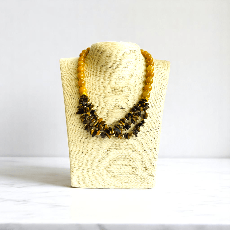 Golden Guardian Set | Yellow Aventurine & Tiger Eye Stone - For Women | Includes: Necklace, Bracelet, Earring