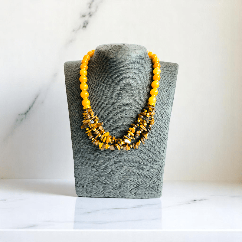 Golden Guardian Set | Yellow Aventurine & Tiger Eye Stone - For Women | Includes: Necklace, Bracelet, Earring