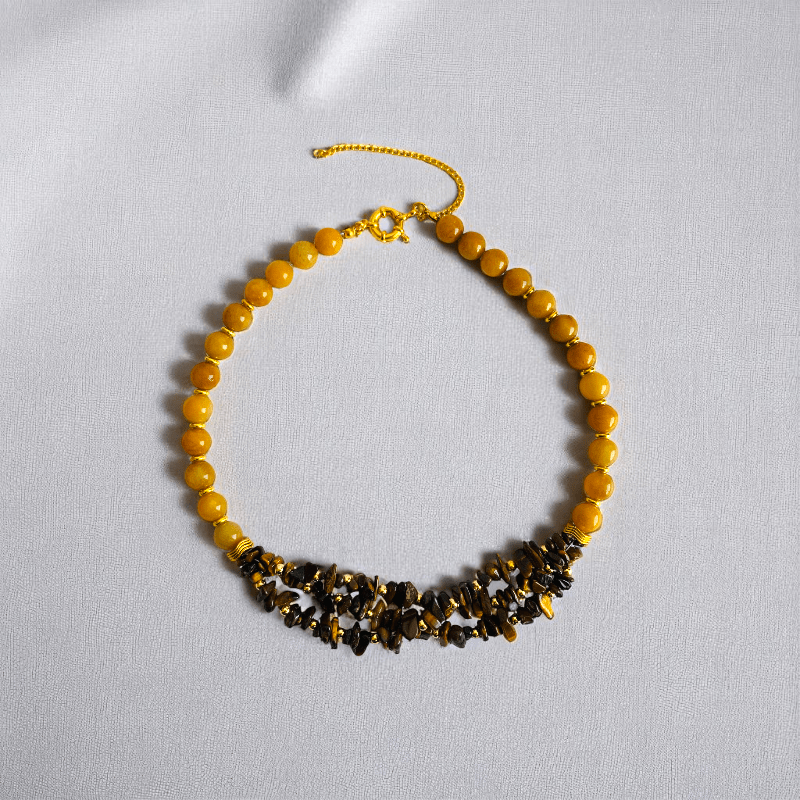 Golden Guardian Set | Yellow Aventurine & Tiger Eye Stone - For Women | Includes: Necklace, Bracelet, Earring