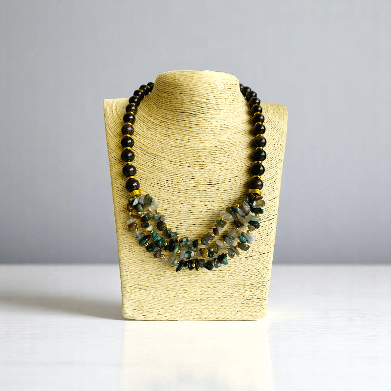 Fiery Earth Set | Red Tiger Eye & Indian Agate Stone - For Women | Includes: Necklace, Bracelet, Earring