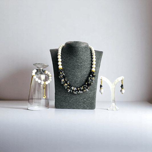 Winter Calm Set | Snowflake Stone & White Howlite - For Women | Includes: Necklace, Bracelet, Earring