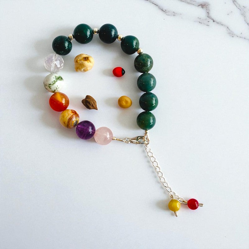 Green Serenity Asymmetric Silver Bracelet | Green Aventurine, 925 Silver β For Women | Includes: Bracelet