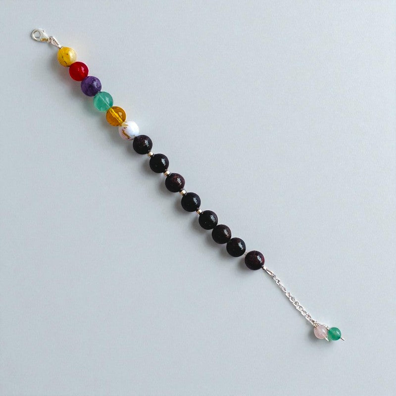 Zen Flow Asymmetric Silver Bracelet | Garnet & 925 Silver β For Women | Includes: Bracelet