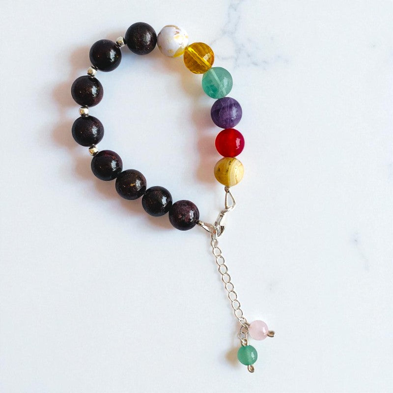 Zen Flow Asymmetric Silver Bracelet | Garnet & 925 Silver β For Women | Includes: Bracelet