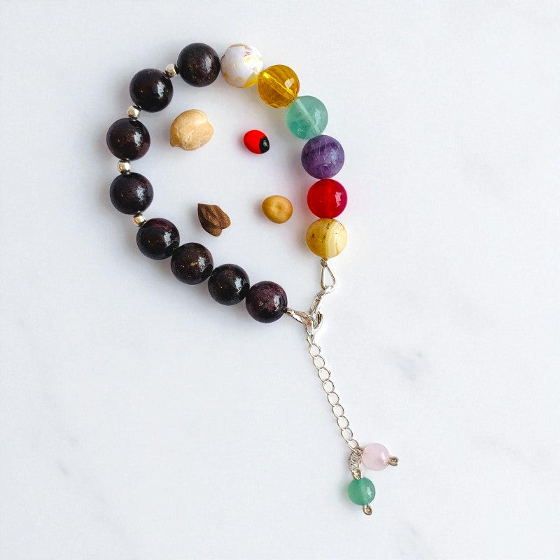 Zen Flow Asymmetric Silver Bracelet | Garnet & 925 Silver β For Women | Includes: Bracelet