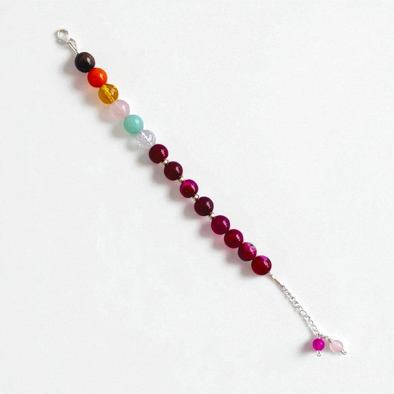 Crown Aura Asymmetric Silver Bracelet | Pink Banded Agate & 925 Silver β For Women | Includes: Bracelet