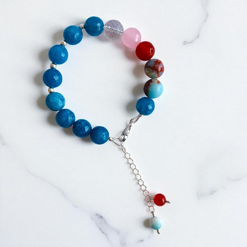 Aqua Aura Asymmetric Silver Bracelet | Blue Apatite & 925 Silver β For Women | Includes: Bracelet