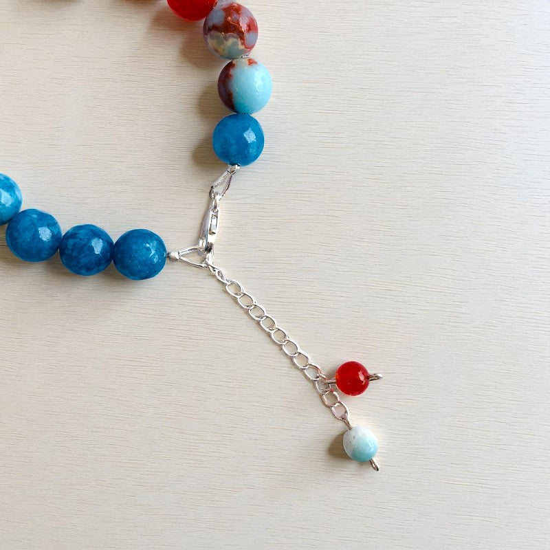 Aqua Aura Asymmetric Silver Bracelet | Blue Apatite & 925 Silver β For Women | Includes: Bracelet