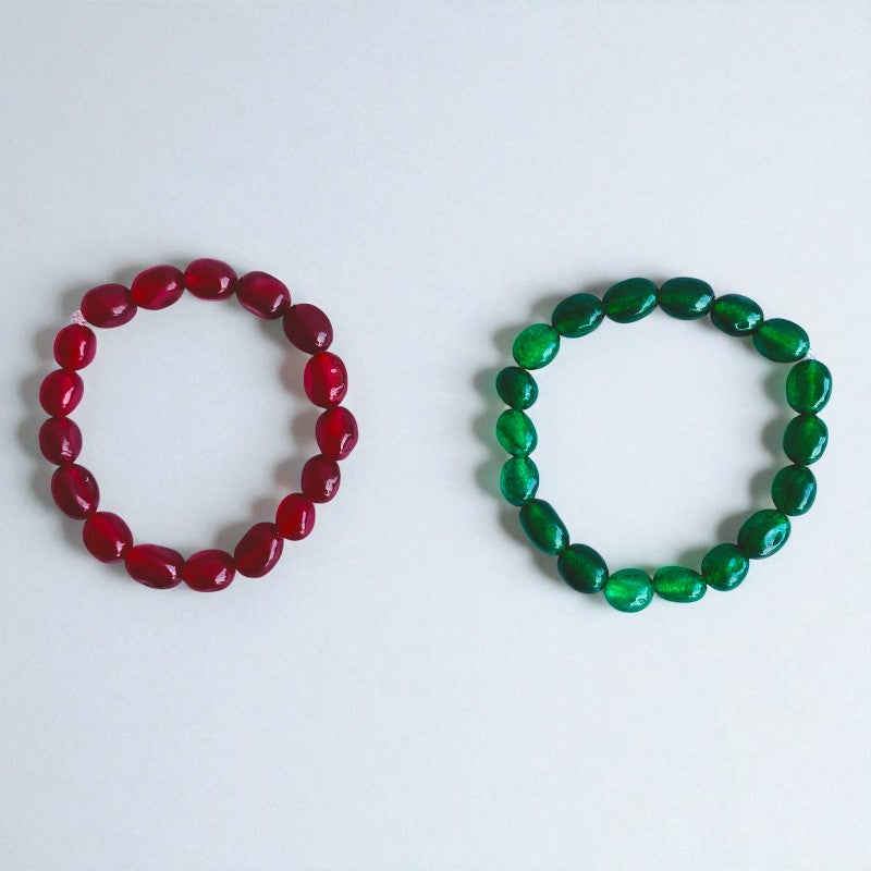 The Balance & Abundance Duo | Red Onyx & Green Aventurine β For Kids | Includes: Bracelets (Set of 2)