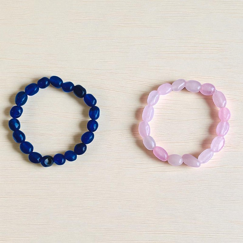 The Serenity & Strength Duo | Blue Jade & Rose Quartz β For Kids | Includes: Bracelets (Set of 2)