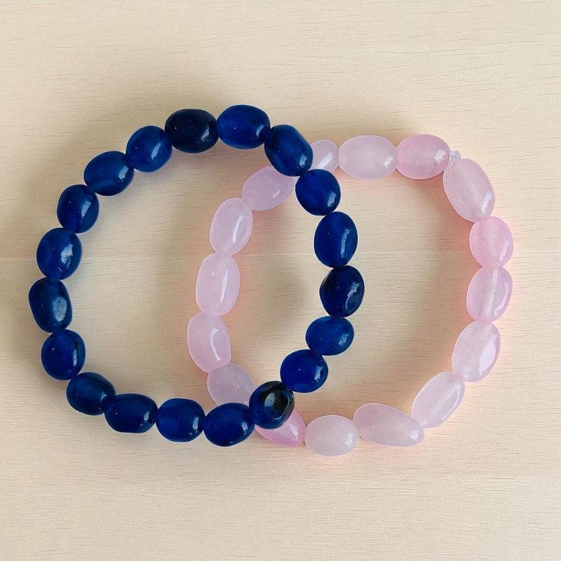 The Serenity & Strength Duo | Blue Jade & Rose Quartz – For Kids | Includes: Bracelets (Set of 2)