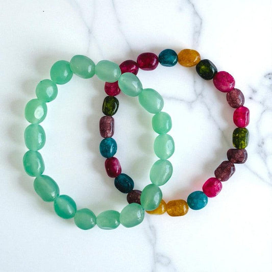 The Wisdom & Willpower Duo | Green Aventurine & Multi Agate – For Kids | Includes: Bracelets (Set of 2)