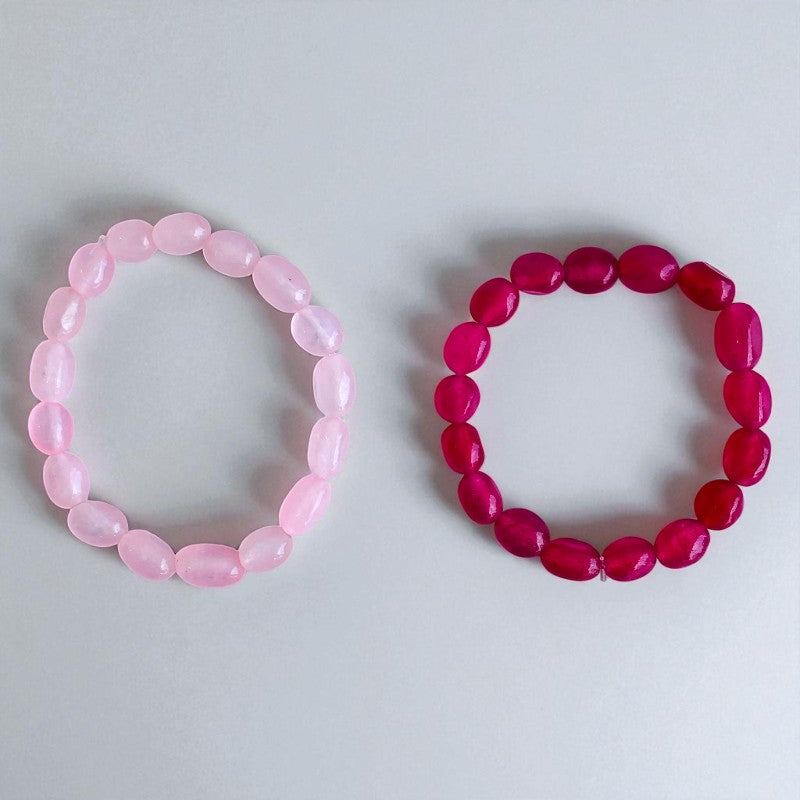 The Romance & Radiance Duo | Rose Quartz & Ruby Quartz β For Kids| Includes: Bracelets (Set Of 2)
