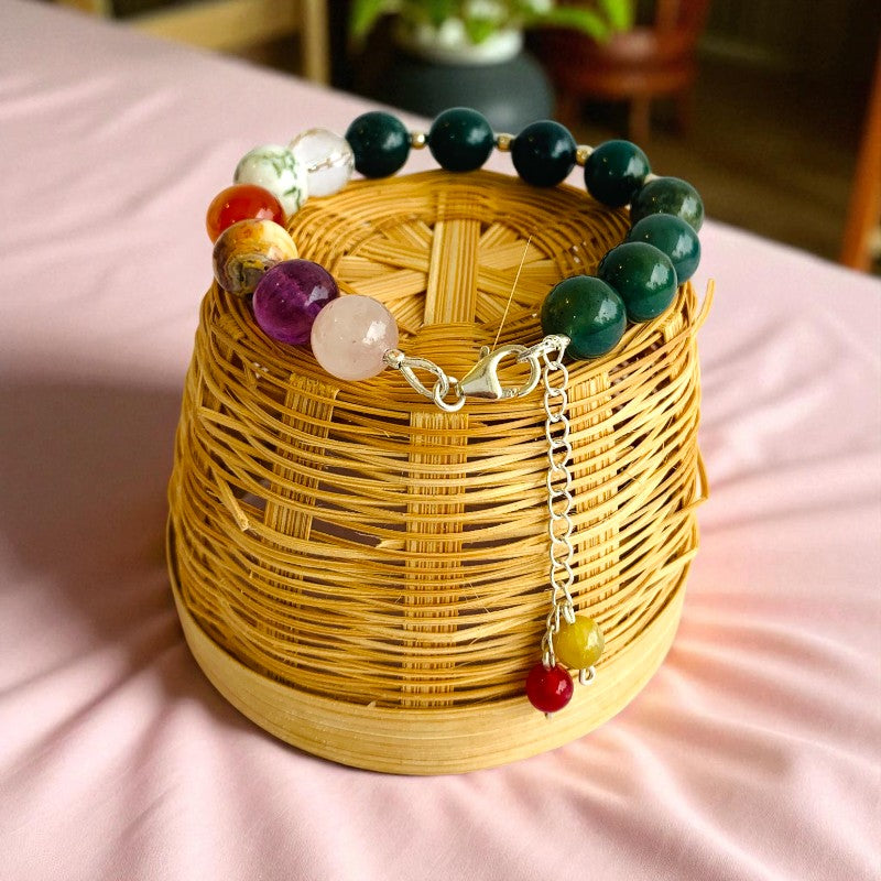 Green Serenity Asymmetric Silver Bracelet | Green Aventurine, 925 Silver β For Women | Includes: Bracelet