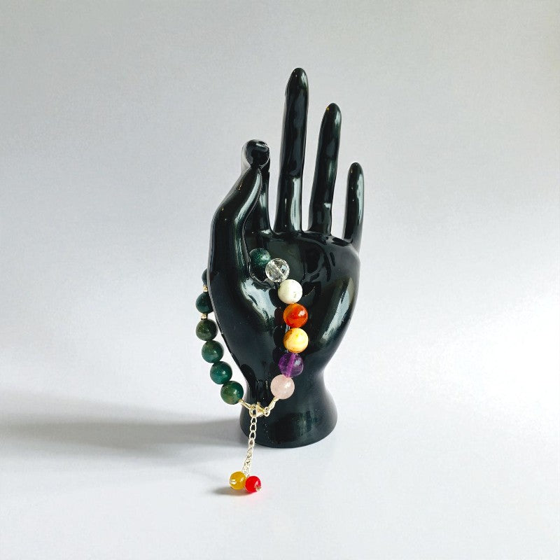 Green Serenity Asymmetric Silver Bracelet | Green Aventurine, 925 Silver β For Women | Includes: Bracelet