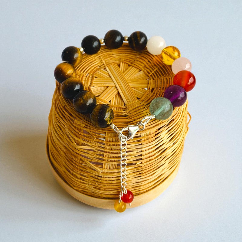 Earth Warrior Asymmetric Silver Bracelet | Tiger Eye & 925 Silver β For Women | Includes: Bracelet