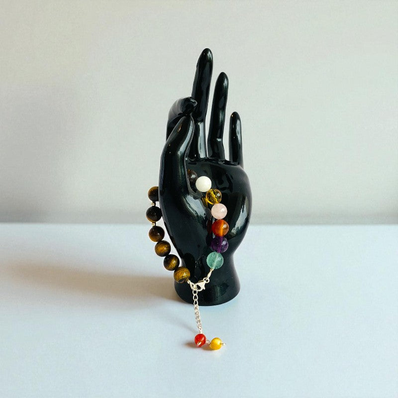 Earth Warrior Asymmetric Silver Bracelet | Tiger Eye & 925 Silver β For Women | Includes: Bracelet