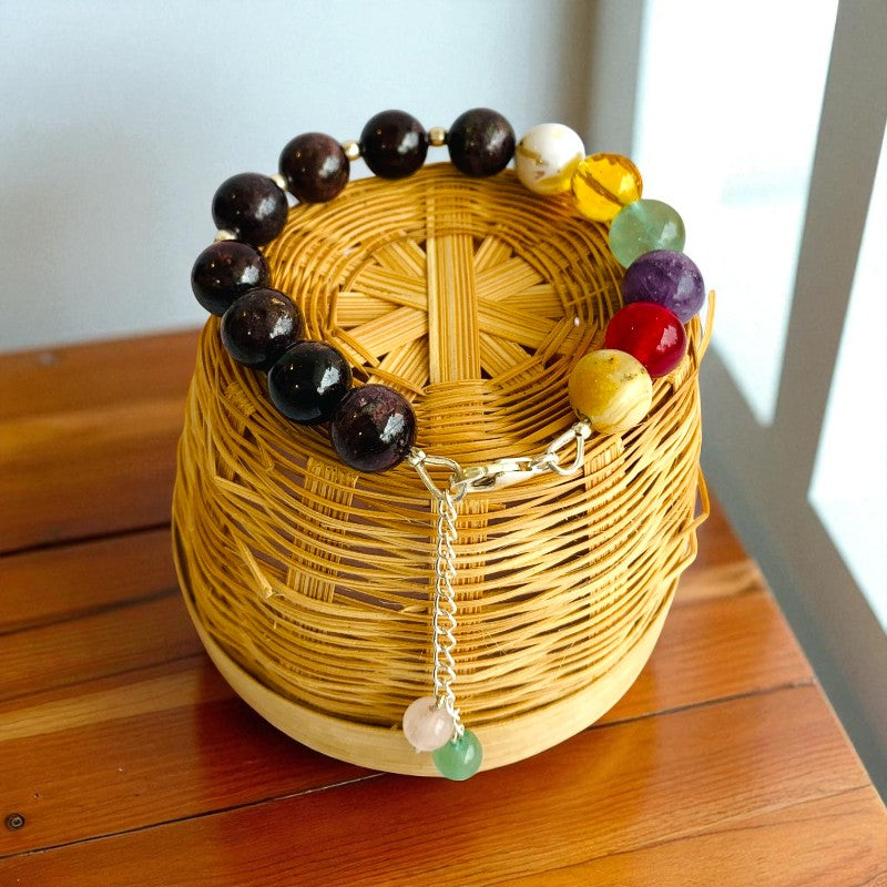 Zen Flow Asymmetric Silver Bracelet | Garnet & 925 Silver β For Women | Includes: Bracelet