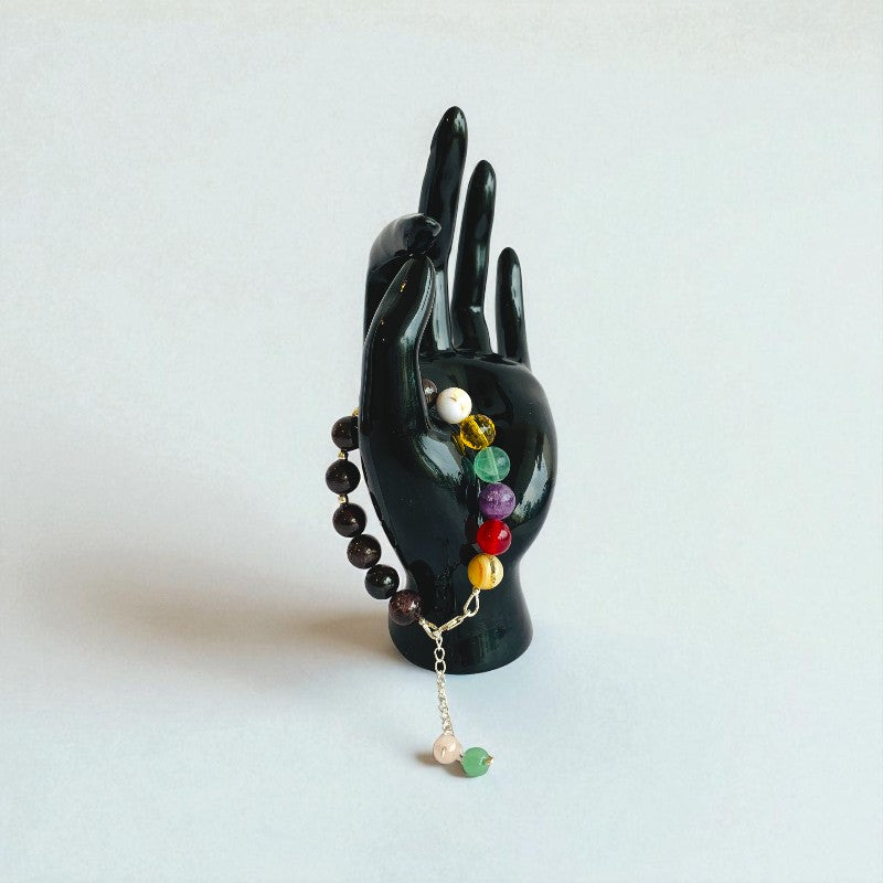 Zen Flow Asymmetric Silver Bracelet | Garnet & 925 Silver β For Women | Includes: Bracelet