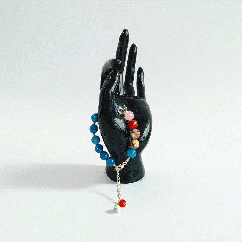 Aqua Aura Asymmetric Silver Bracelet | Blue Apatite & 925 Silver β For Women | Includes: Bracelet