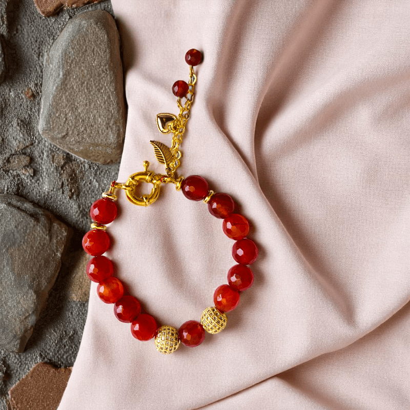 Calm Current Charm Bracelet | Red Carnelian Stone - For Women | Includes: Bracelet
