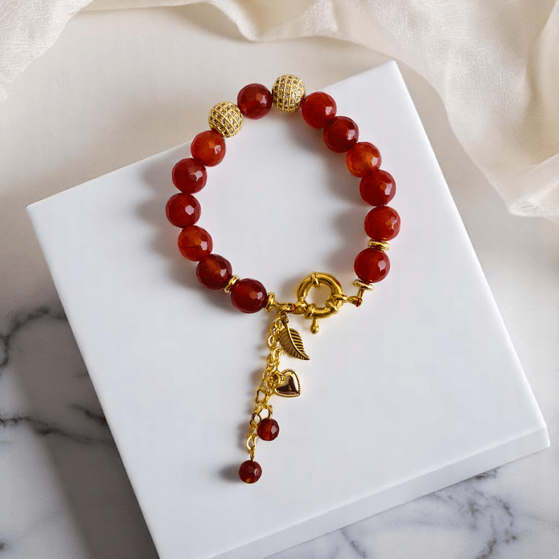 Calm Current Charm Bracelet | Red Carnelian Stone - For Women | Includes: Bracelet