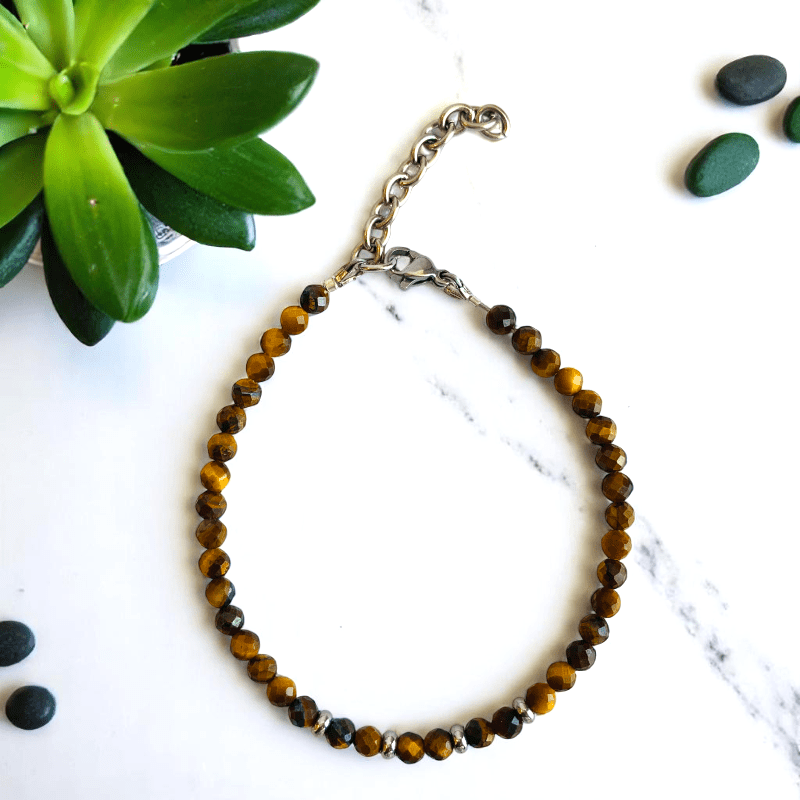 Tiny Tiger Anklet | Tiger Eye Stone - For Girl Kids | Includes: Anklet