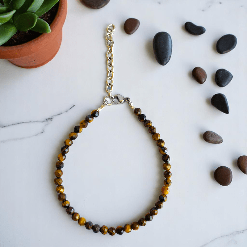 Bold Tiger Eye Anklet | Tiger Eye Stone - For Girl Kids | Includes: Anklet