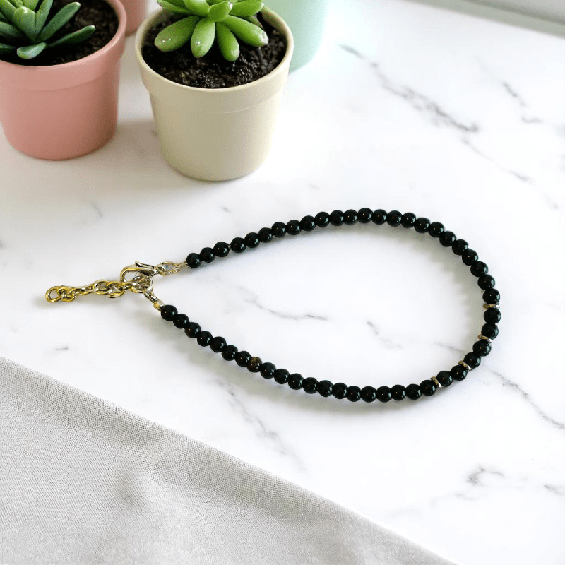 Wanderlust Vibes Anklet | Black Obsidian Stone - For Women | Includes: Anklet