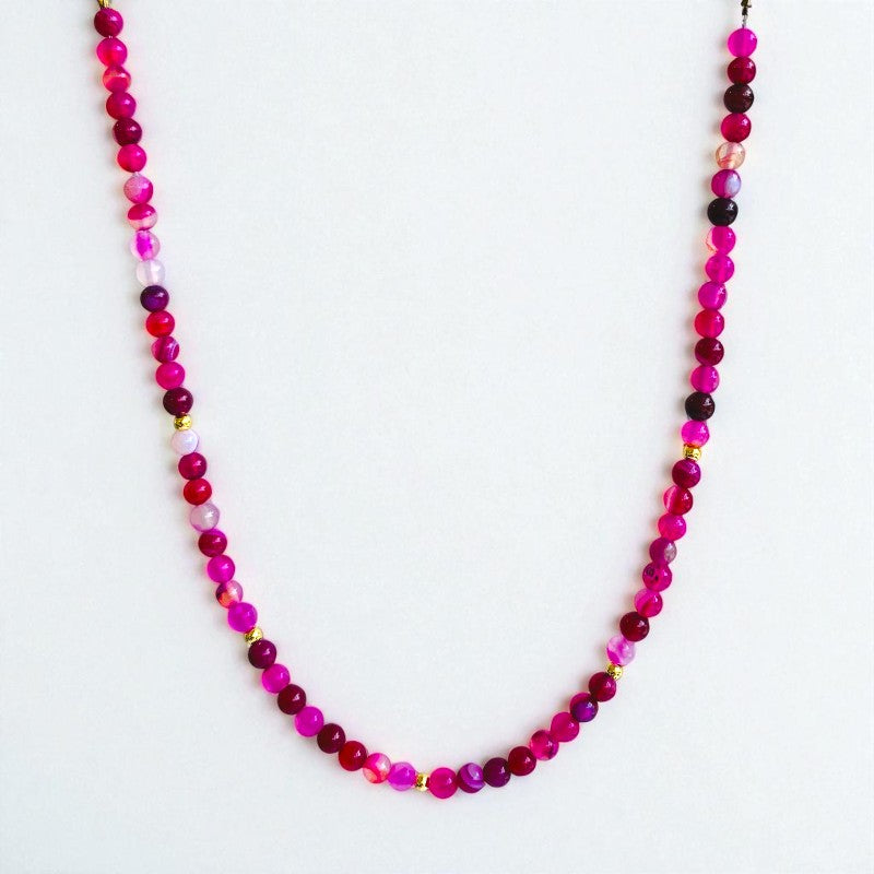 Joy Agate Set | Pink Banded Agate - For Kids Girls | Includes: Necklace & Bracelet