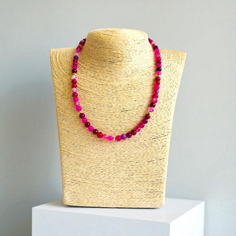 Joy Agate Set | Pink Banded Agate - For Kids Girls | Includes: Necklace & Bracelet