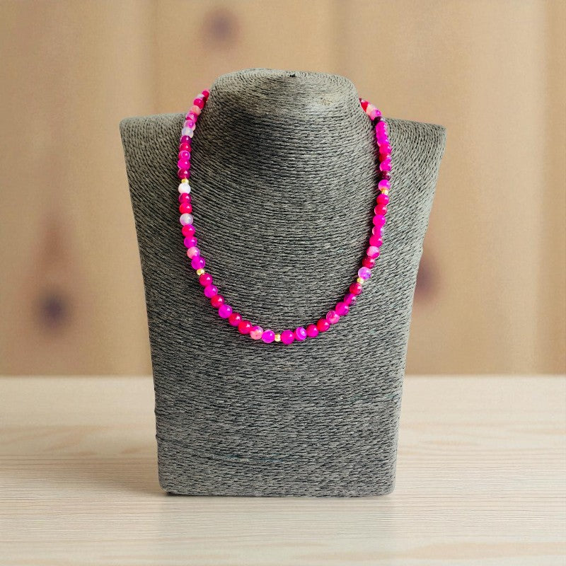 Joy Agate Set | Pink Banded Agate - For Kids Girls | Includes: Necklace & Bracelet