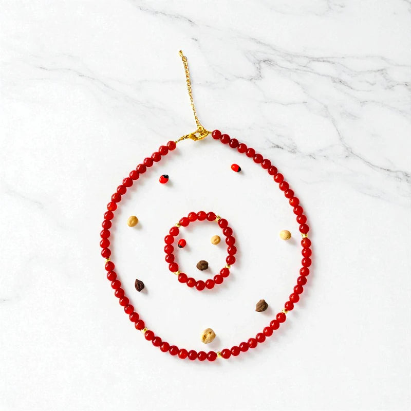 Power Onyx Set | Red Onyx - For Kids Girls | Includes: Necklace & Bracelet