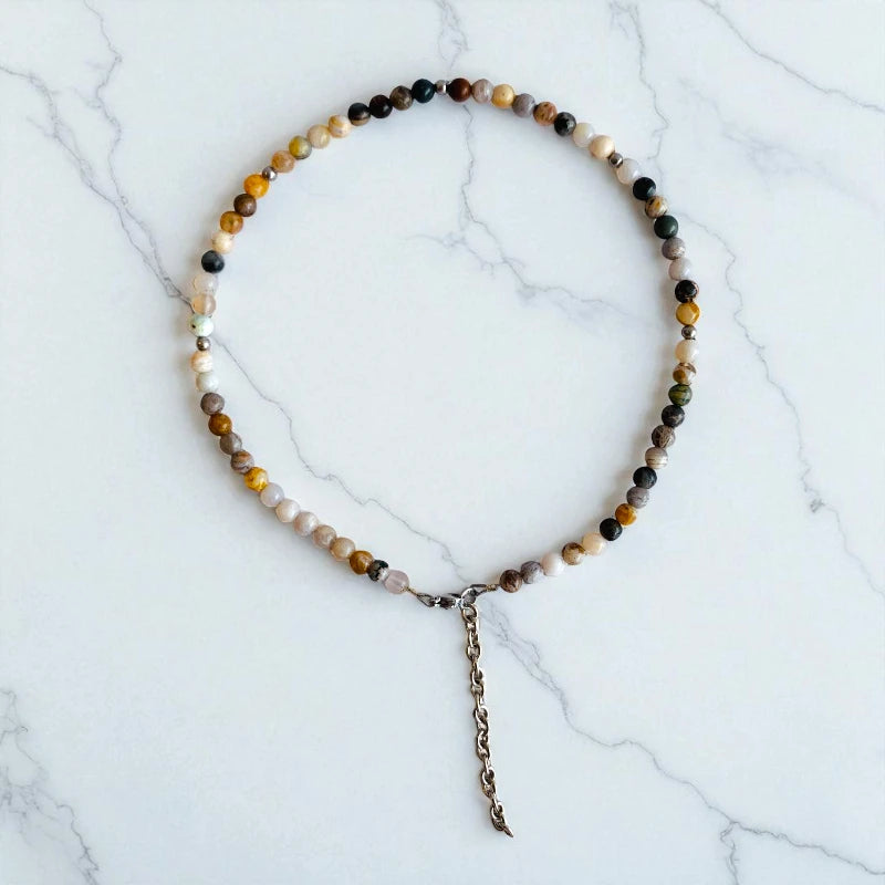 Nature Agate Set | Bamboo Leaf Agate - For Kids Girls | Includes: Necklace & Bracelet