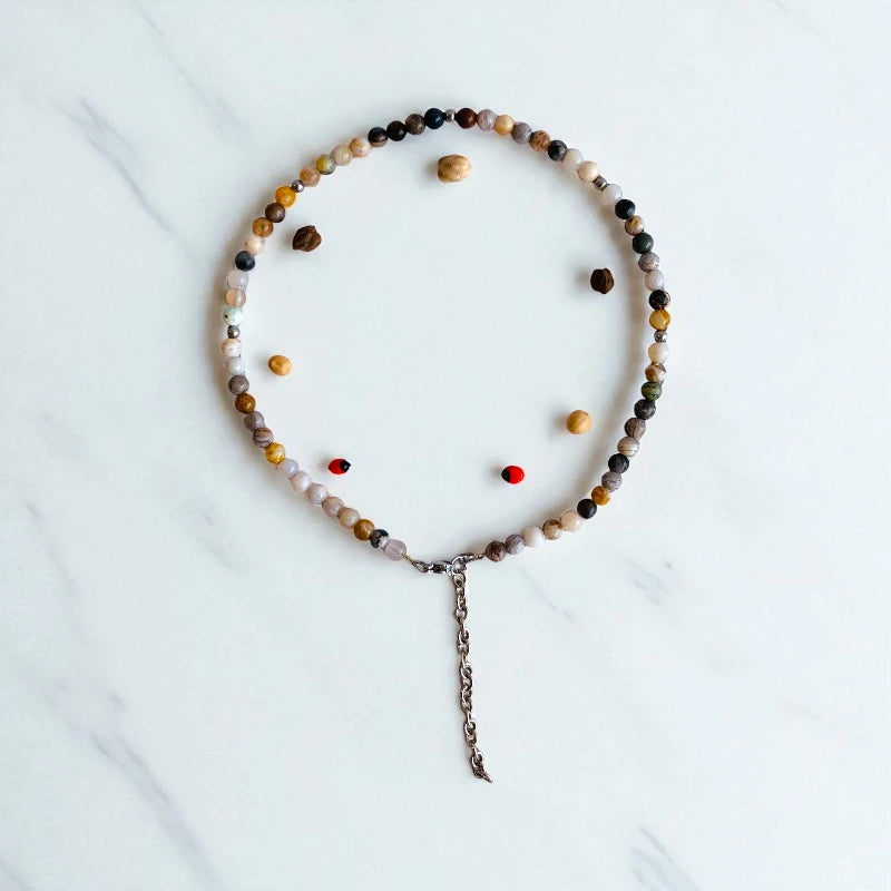 Nature Agate Set | Bamboo Leaf Agate - For Kids Girls | Includes: Necklace & Bracelet