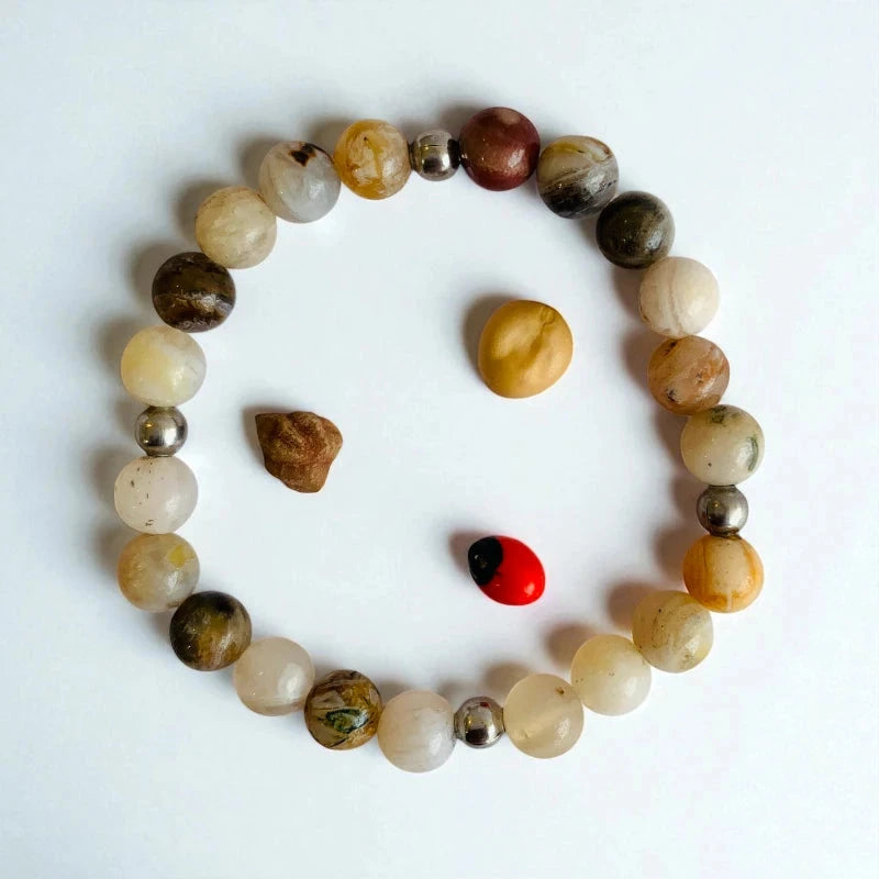 Nature Agate Set | Bamboo Leaf Agate - For Kids Girls | Includes: Necklace & Bracelet