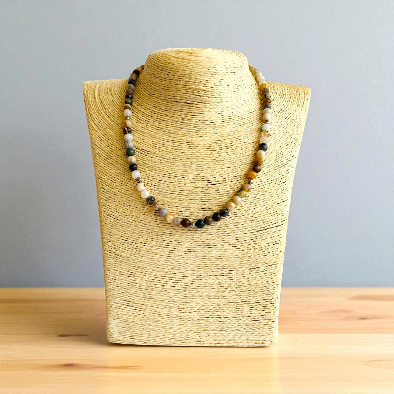 Nature Agate Set | Bamboo Leaf Agate - For Kids Girls | Includes: Necklace & Bracelet