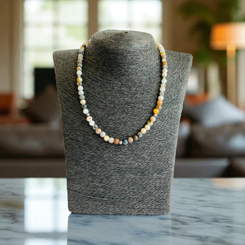 Nature Agate Set | Bamboo Leaf Agate - For Kids Girls | Includes: Necklace & Bracelet
