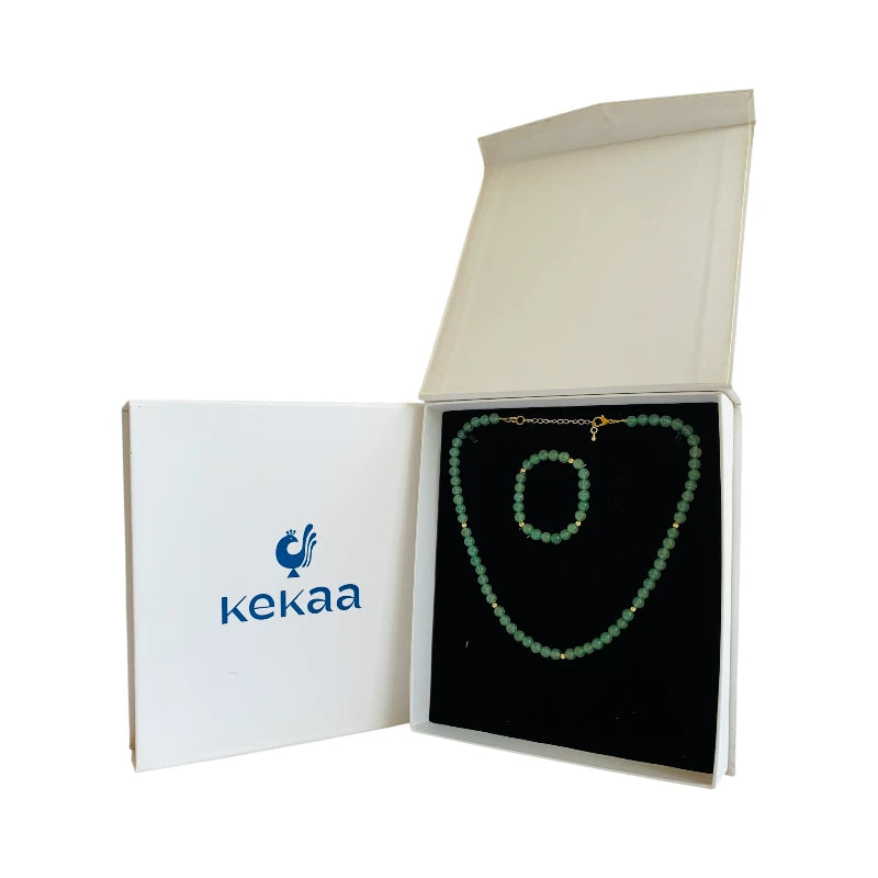 Luck Aventurine Set | Green Aventurine - For Kids Girls | Includes: Necklace & Bracelet