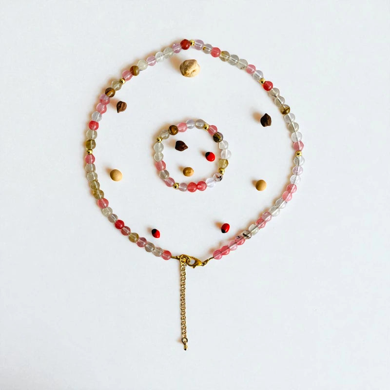 Happy Cherry Set | Multi Cherry - For Kids Girls | Includes: Necklace & Bracelet
