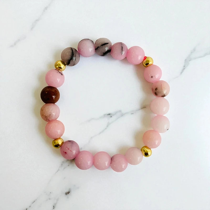 Blossom Jasper Set | Cherry Blossom Jasper - For Kids Girls | Includes: Necklace & Bracelet